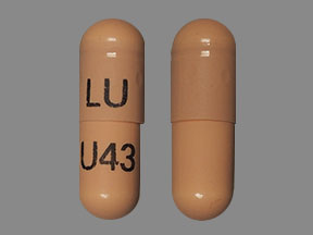 Pill LU U43 Pink Capsule/Oblong is Cefixime Trihydrate