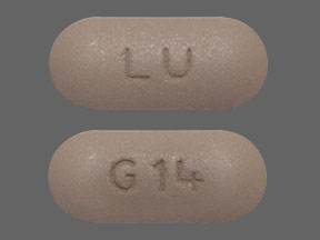 Pill LU G14 Tan Capsule/Oblong is Valsartan