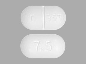 Pill n 357 7.5 White Capsule/Oblong is Acetaminophen and Hydrocodone Bitartrate