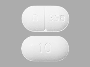 Pill n 358 10 White Capsule/Oblong is Acetaminophen and Hydrocodone Bitartrate