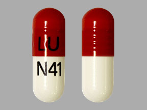 Pill LU N41 Red & White Capsule/Oblong is Celecoxib