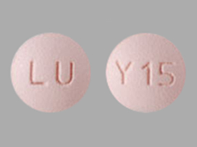 Pill LU Y15 Pink Round is Quetiapine Fumarate