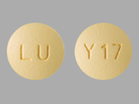 Pill LU Y17 Yellow Round is Quetiapine Fumarate