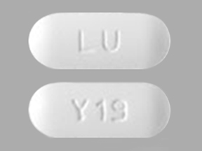 Pill LU Y19 White Capsule/Oblong is Quetiapine Fumarate