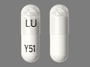 Pill LU Y51 White Capsule/Oblong is Quinine Sulfate