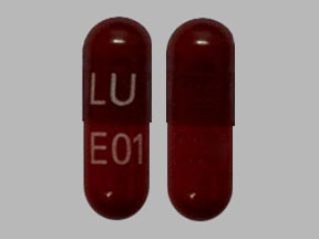 Pill LU E01 Red Capsule/Oblong is Rifampin