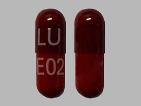 Pill LU E02 Red Capsule/Oblong is Rifampin
