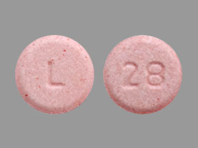 Pill L 28 Pink Round is Amlodipine Besylate