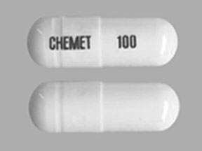 Pill 100 CHEMET White Capsule/Oblong is Chemet