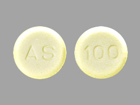 Pill AS 100 Yellow Round is Amiodarone Hydrochloride