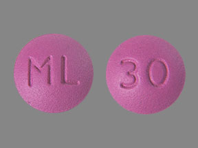 Pill ML 30 Purple Round is Morphine Sulfate Extended-Release