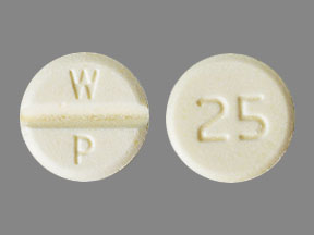 Pill W P 25 Yellow Round is Clozapine