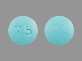 Pill 75 Blue Round is Doxycycline Hyclate