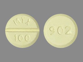 Pill MYX 100 902 Yellow Round is Clozapine