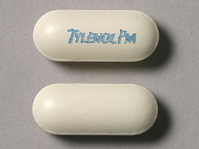 Pill TYLENOL PM White Oval is Tylenol PM Extra Strength