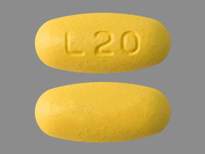 Pill L20 Yellow Elliptical/Oval is Hydrochlorothiazide and Valsartan