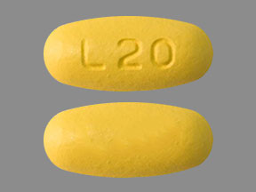 Pill L20 Yellow Oval is Hydrochlorothiazide and Valsartan