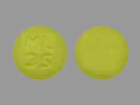 Pill ML 35 Yellow Round is Olanzapine (Orally Disintegrating)