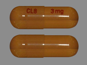 Pill CL8 3 mg Orange Capsule/Oblong is Rivastigmine Tartrate