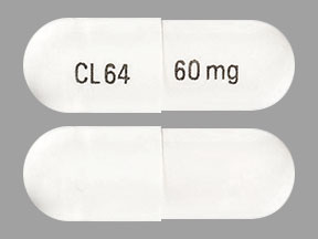 Pill CL64 60  mg White Capsule-shape is Ziprasidone Hydrochloride