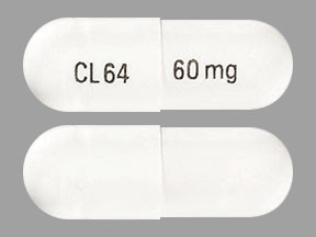 Pill CL64 60  mg White Capsule/Oblong is Ziprasidone Hydrochloride