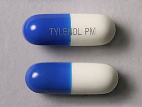 Pill TYLENOL PM White Capsule/Oblong is Tylenol PM Extra Strength
