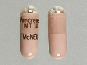 Pill McNEIL Pancrease MT 10 Pink Capsule/Oblong is Pancrease MT 10