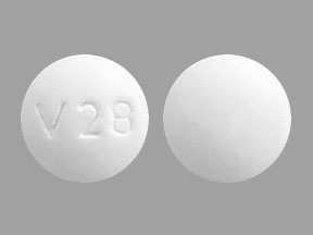 Pill V 28 White Round is Metronidazole