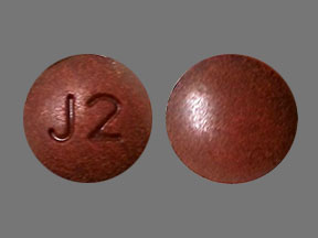 Pill J2 Brown Round is Phenazopyridine Hydrochloride