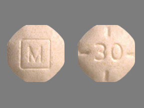 Pill M 30 White Eight-sided is Amphetamine and Dextroamphetamine