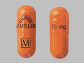 Pill PAMELOR 75 mg M Orange Capsule/Oblong is Pamelor