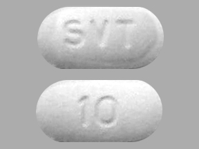 Pill SVT 10 White Oval is Simvastatin