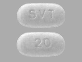 Pill SVT 20 White Elliptical/Oval is Simvastatin