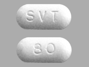Pill SVT 80 White Oval is Simvastatin