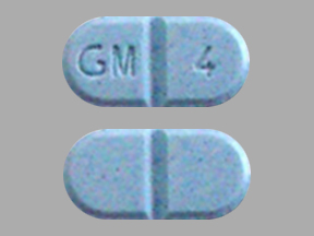 Pill GM 4 Blue Capsule/Oblong is Glimepiride