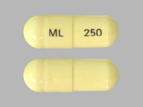 Pill ML 250 Yellow Capsule-shape is Mefenamic Acid