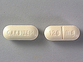 Pill CARDIZEM 120 mg Yellow Capsule-shape is Diltiazem Hydrochloride