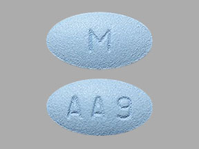 Pill M AA9 Blue Oval is Amlodipine Besylate and Atorvastatin Calcium