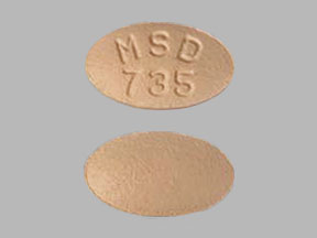 Pill MSD 735 Peach Oval is Zocor