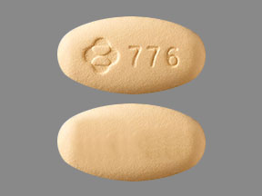 Pill Logo 776 is Delstrigo doravirine 100 mg / lamivudine 300 mg / tenofovir disoproxil fumarate 300 mg