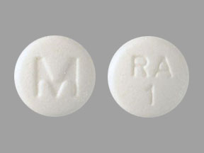 Pill M RA 1 White Round is Rasagiline Mesylate