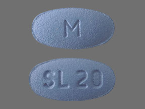 Pill M SL 20 Blue Elliptical/Oval is Sildenafil Citrate