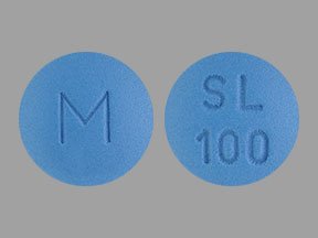 Pill M SL 100 Blue Round is Sildenafil Citrate