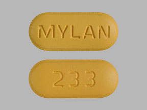 Pill Imprint MYLAN 233 (Efavirenz 600 mg)
