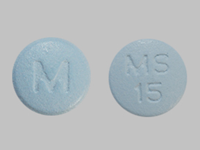 Pill M MS 15 Blue Round is Morphine Sulfate Extended Release