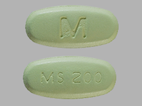 Pill M MS 200 Green Oval is Morphine Sulfate Extended Release