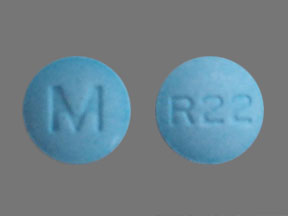Pill M R22 Blue Round is Repaglinide