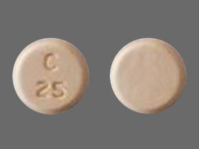 Pill C 25 Peach Round is Clozapine (Orally Disintegrating)