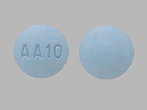 Pill M AA10 Blue Round is Amlodipine Besylate and Atorvastatin Calcium