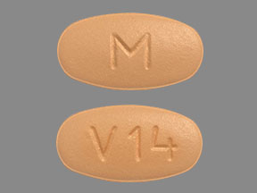 Pill M V14 Orange Oval is Valsartan